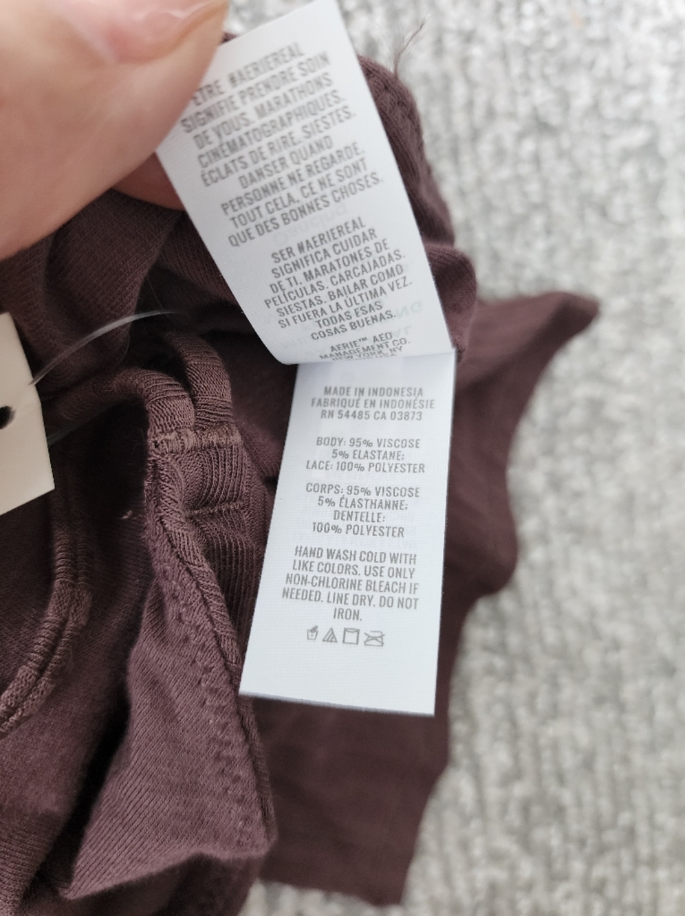 Aerie NWT Ribbed Cropped Racerback Embroidered Lace Bralette Medium In Brown - Picture 6 of 7